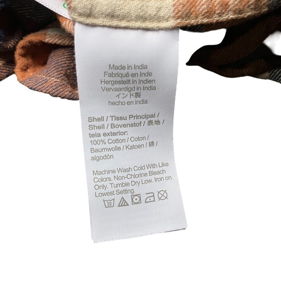 J. Crew Mens Large Flannel Button Down Shirt Brown Green Plaid  Long Sleeve - Picture 5 of 5